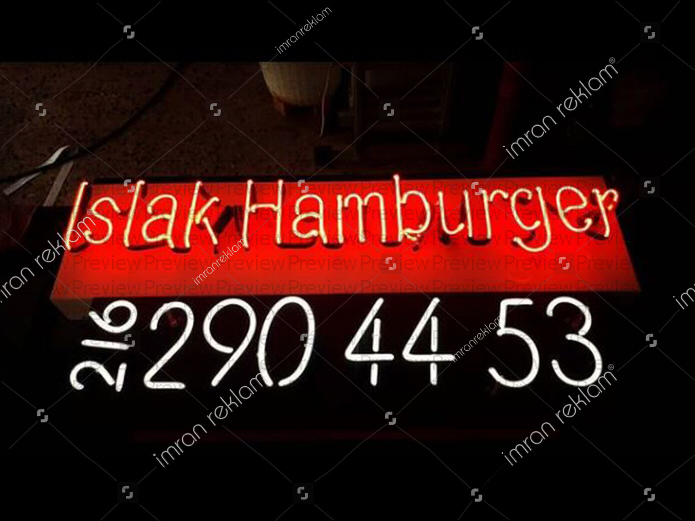 Islak Hamburger Neon Tabela